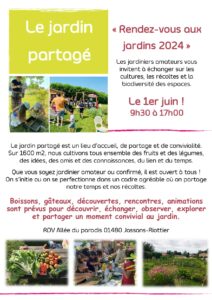 1er Juin : RDV des jardins. @ Jardin Partagé de Jassans-Riottier